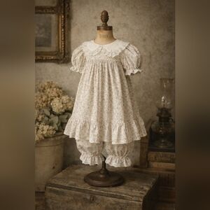 Vintage Mini World Prairie Dress & Bloomers Set Size 6 USA | 90s Floral